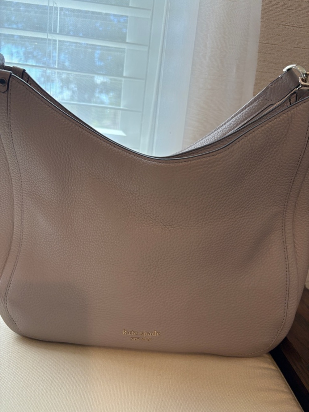 kate spade Pebbled Leather Shoulder Hobo in Light Taupe